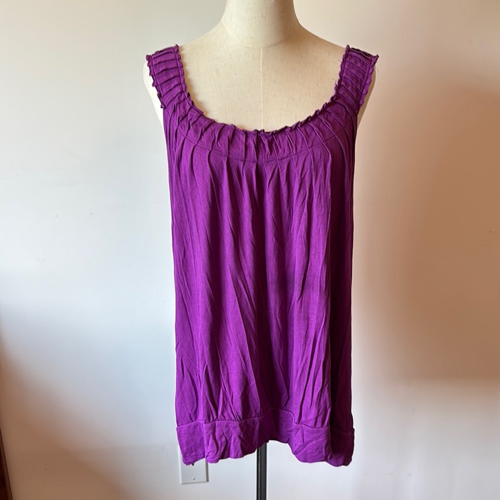 Axcess Purple Pleated Sleeveless Tank Top
